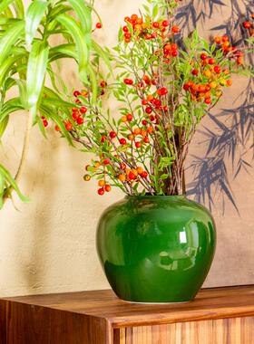 景德镇中式陶瓷小绿色花瓶