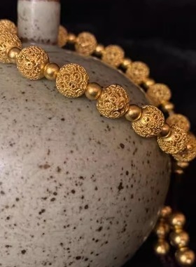 三千年珠宝 足金手串 手工古法工艺花丝手串