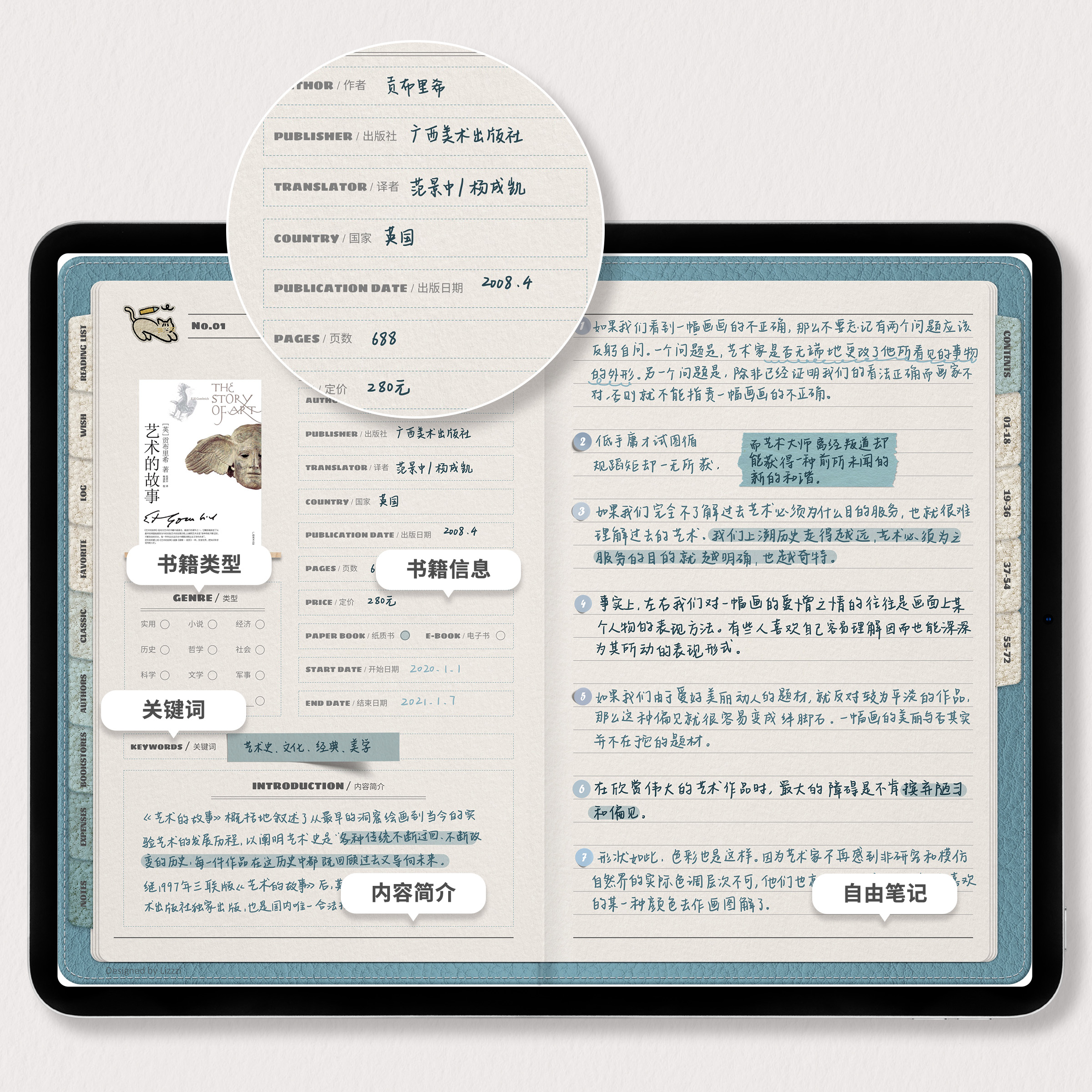 ipad读书笔记模板仿真布贴动物电子手帐摘抄goodnotes/notability - 图2