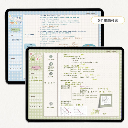 横版iPad电子笔记本模板奶油泡芙康奈尔goodnotes/notability-图2