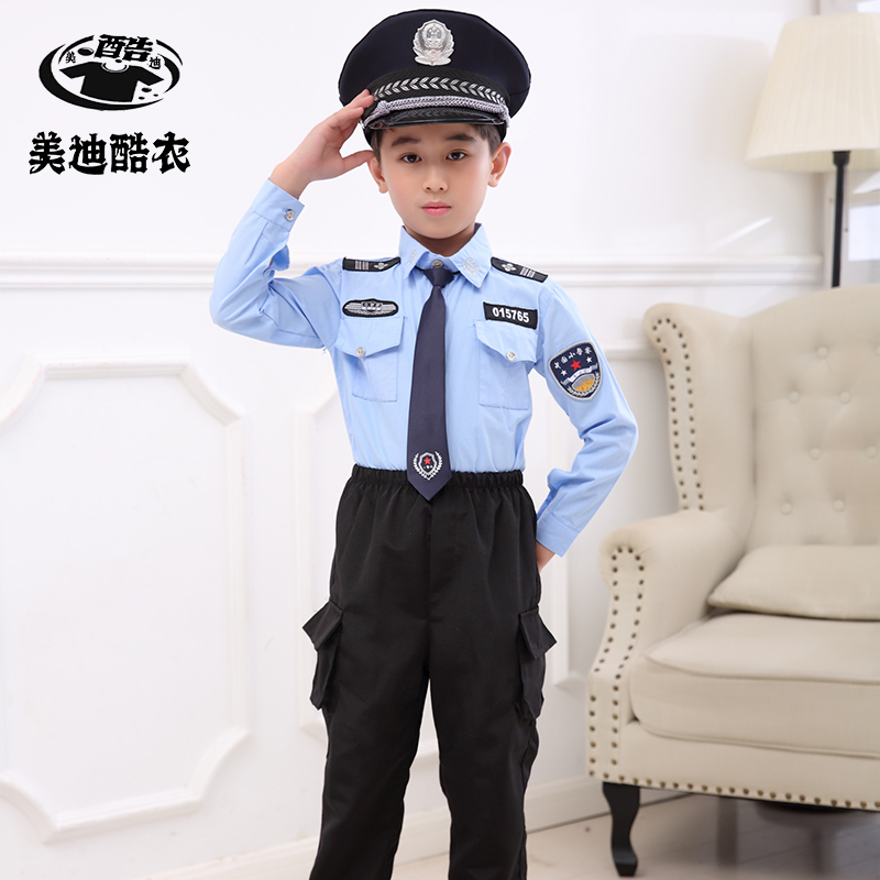 万圣节儿童警察发服长袖小交警服幼儿园黑猫警长表演服男孩子衣服 - 图2