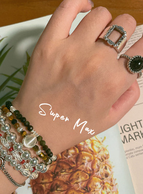 重工925纯银手工磨砂手链银圈