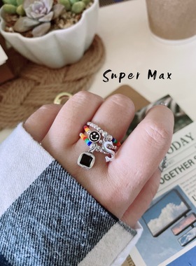 字母戒指食指戒指小众