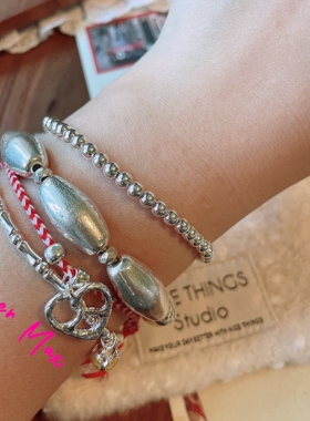 super max原创小众设计S925泰国进口手工银纯银随型重工叠戴手链