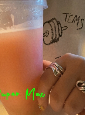 Supermax韩版纯银s925原创小众设计重工双层波浪扭结叠戴百搭戒指