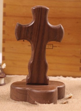 实木摆件十字架结婚礼物木质桌摆