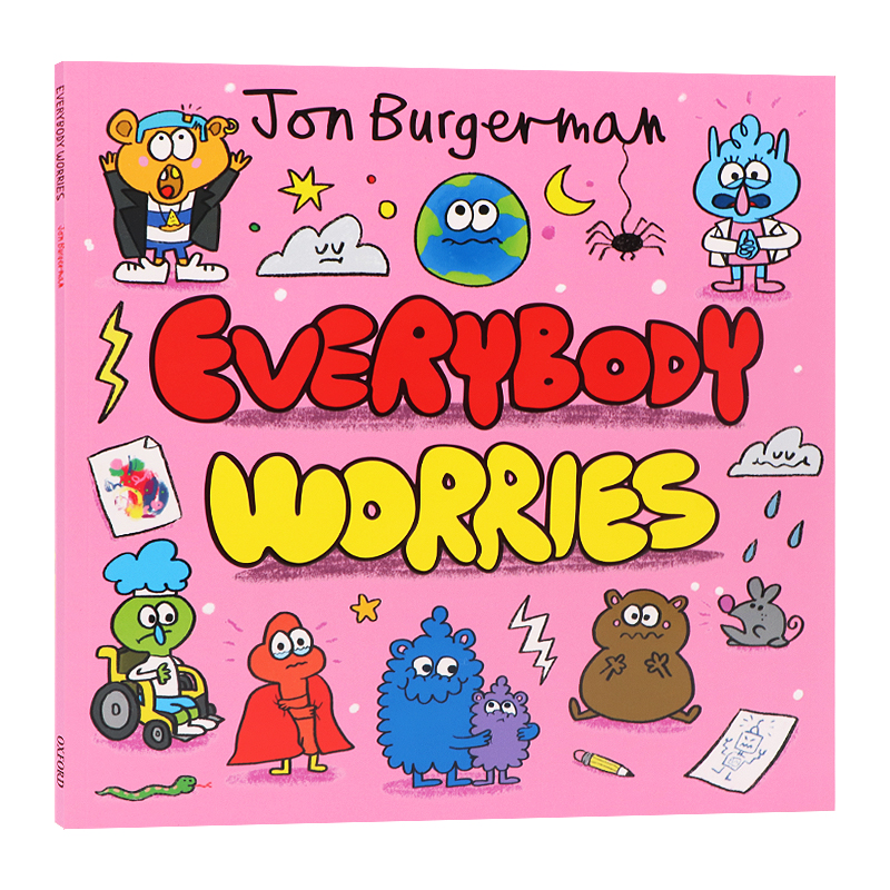 人人都有焦虑 英文原版绘本 Everybody Worries 幽默涂鸦科学绘本Jon Burgerman 性格习惯养成家庭亲子教育儿童启蒙 - 图3