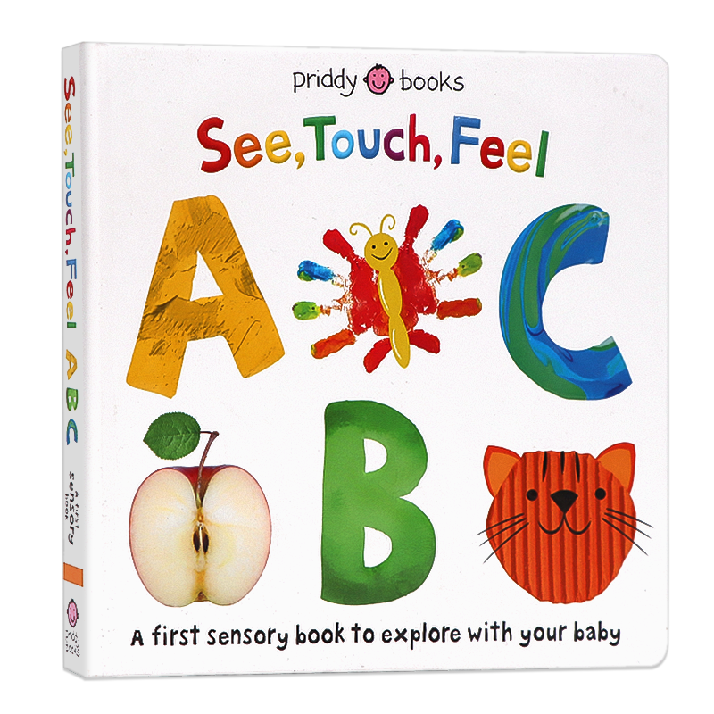 See Touch Feel 英文原版绘本触觉视觉嗅觉感官认知触摸书 A First Sensory Book幼儿童早教启蒙英语读物亲子互动游戏书内附小镜子