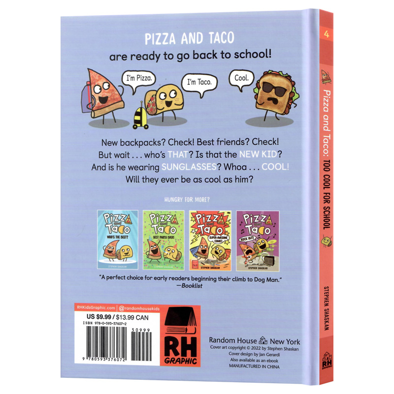 披萨饼与玉米片4对学校来说太酷了英文原版漫画 Pizza and Taco Too Cool for School 图画搞笑小说漫画初级章节书进口英语精装版