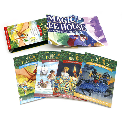 新版神奇树屋1-4册盒装 英文原版 Magic Tree House 分阶阅读英文章节桥梁书 中小学生科普百科课外兴趣读物读本 儿童探险文学小说 - 图0