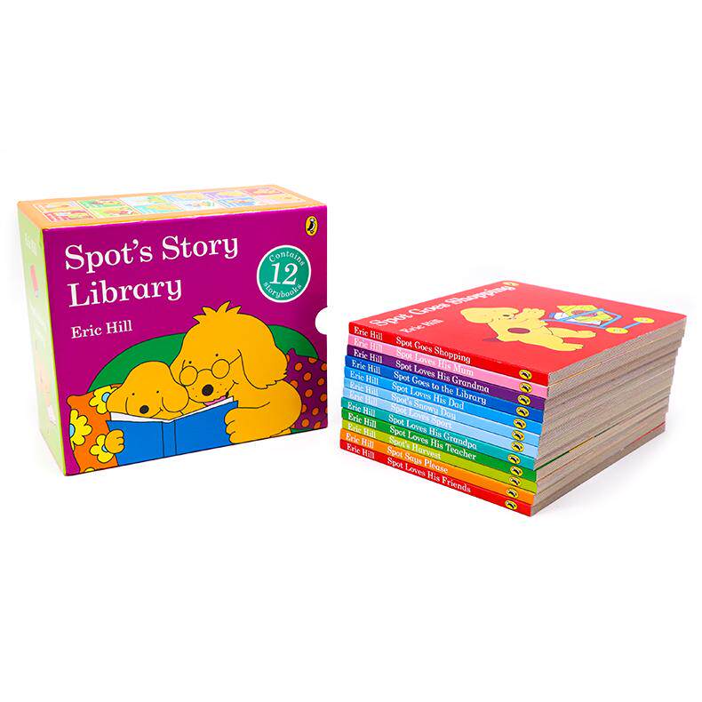 英文原版绘本Spot's Story Library 小玻小小图书馆12册+小玻翻翻书15册盒装 幼儿英语读物纸板书小玻在哪里作者Eric Hill情商启蒙