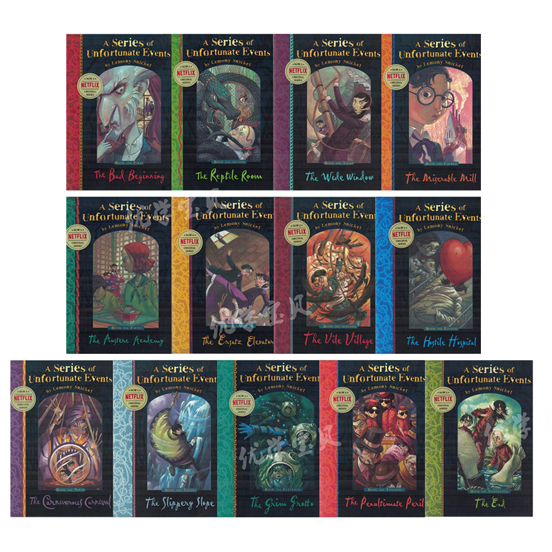 波特莱尔大冒险13册全英文原版小说 A Series of Unfortunate Events 雷蒙斯尼奇的不幸历险 Lemony Snicket 青少年课外英语阅读物 - 图0