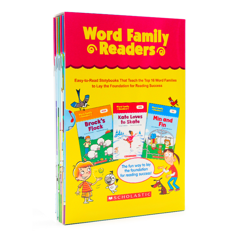 学乐词根家族自然拼读阅读套装17册盒装 Scholastic Word Family Readers进口英文原版儿童自然拼读绘本套装含16本绘本+1本练习册-图0