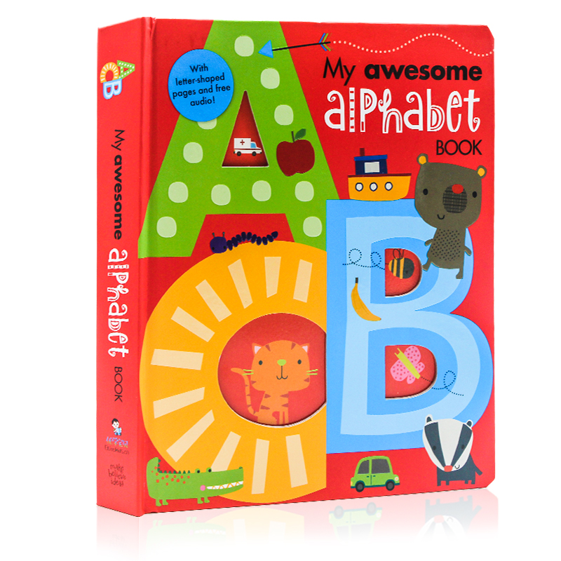 英文原版童书绘本 My Awesome Alphabet Book 幼儿童早教26个字母单词汇纸板书 2-6岁英语启蒙读物 可搭数字书恐龙书 创意异型书 - 图0