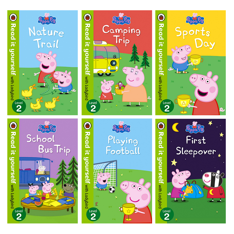 小猪佩奇Peppa Pig Read It Yourself with Ladybird Level 1-2 12册 英文原版绘本粉红猪小妹分级读物英语早教启蒙图画故事书盒装