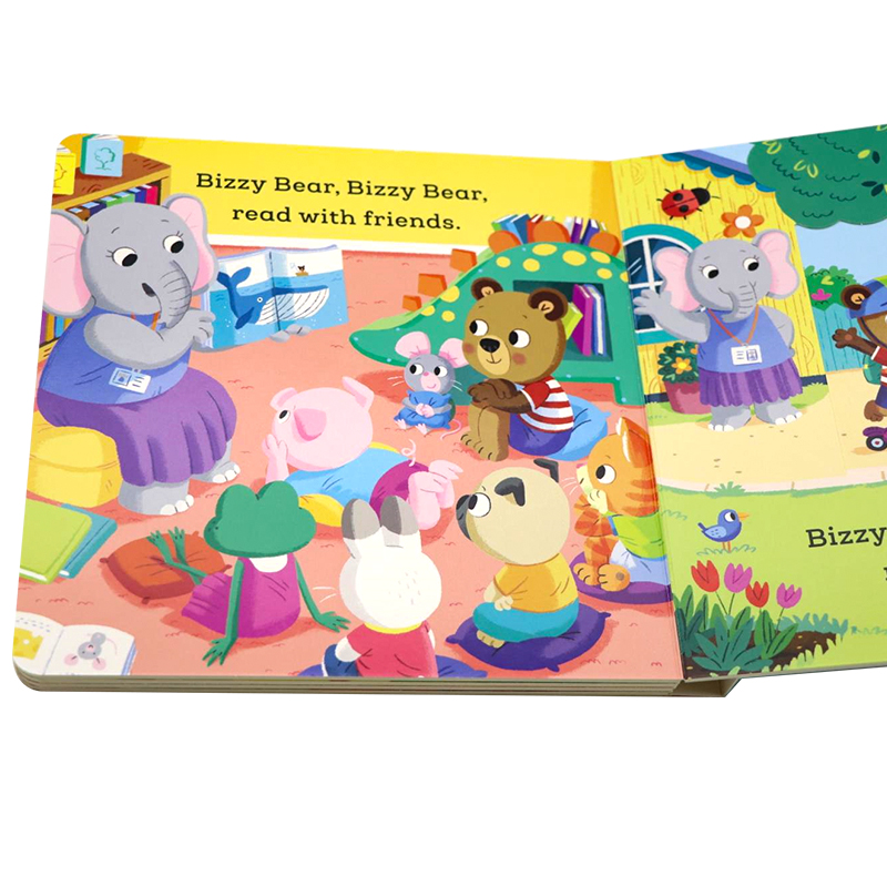 忙碌的小熊幼儿园时间英文原版 Bizzy Bear Nursery Time小熊很忙系列亲子韵律互动阅读绘本宝宝锻炼手脑纸板抽拉机关操作书-图2