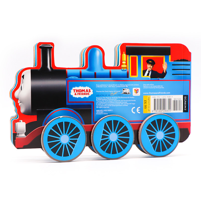 托马斯小火车造型书Thomas and Friends Go Thomas Go英文原版绘本低幼儿童早教益智英语读本启蒙纸板书轮子可跑趣味玩具图书籍-图0