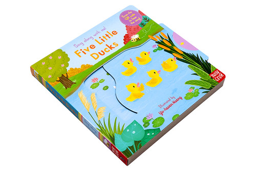 Sing Along with Me 五只小鸭子 Five Little Ducks 英文原版绘本欧美经典儿歌童谣机关操作书抽拉转幼儿童启蒙早教英语读物本 - 图1