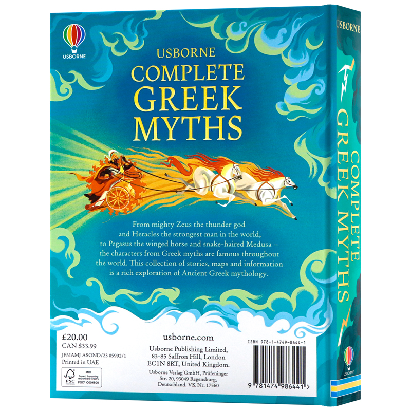 现货Usborne出品希腊神话英文原版绘本 Complete Greek Myths 儿童英语启蒙书籍外国神话与民间故事全彩插图Henry Brook著作精装版 - 图0