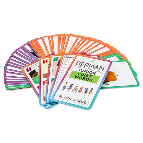 DK出版 人人学德语100个基础单词闪卡 英文原版 German for Everyone Junior First Words Flash Cards 基础词汇配图记忆 亲子互动 - 图1
