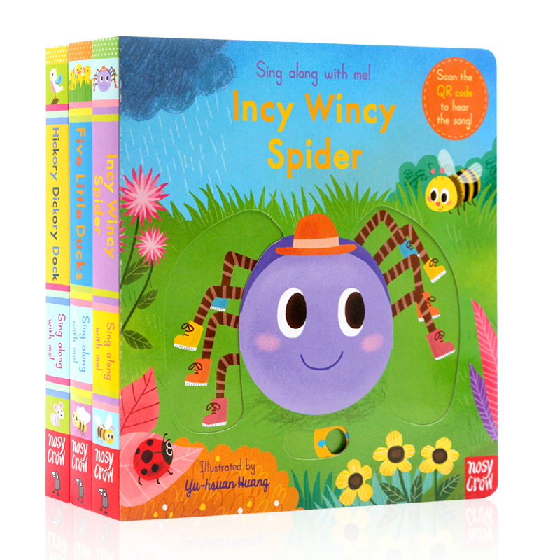 现货 新版Five Little Ducks/Incy Wincy Spider/Hickory Dickory Rock3册Sing Along with Me系列英文原版欧美经典童谣机关操作书 - 图0