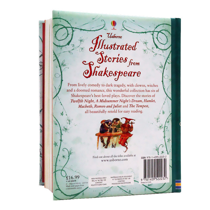 Usborne出品莎士比亚经典故事合集英文原版绘本 llustrated stories from Shakespeare 彩色插图儿童英语故事书精装 - 图0