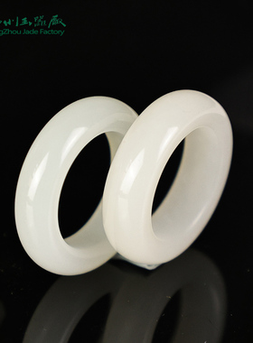 玉缘和田玉白玉戒指内径16mm俄罗斯天然玉石男女款白度好油性佳