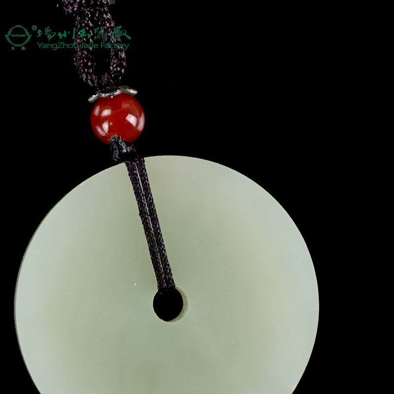 玉缘和田玉青海白玉晴水色怀古平安扣吊坠玉质细腻35mm男士佩戴 - 图2