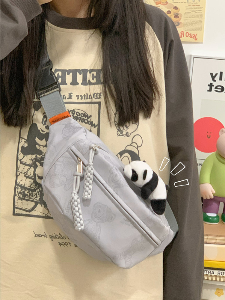 帆布休闲包包女2023新款潮斜挎包少女夏运动胸包小众百搭ins腰包,淘宝优惠券,粉丝福利购,淘宝优惠卷