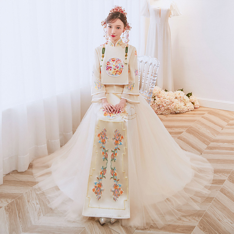 秀禾服新娘2021年新款夏季结婚婚纱 唐黛芬旗袍