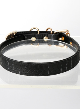 手作小众鳄鱼纹理蛇纹黑色项圈