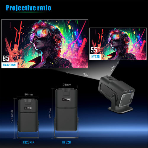 HY320mini投影仪小型直筒家用便携projector 180度投射角度安卓版 - 图1