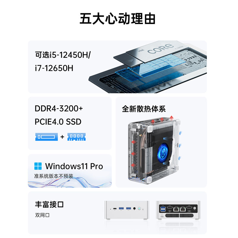 铭凡MINISFORUM intel酷睿NPB5/6 i7-13500H/13620H迷你主机电脑 - 图2