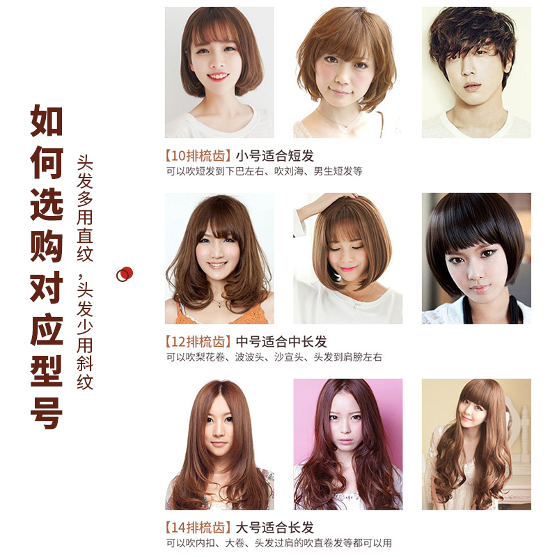 卷发梳美发造型梳子发廊专业圆筒滚梳家用猪鬃毛吹内扣卷筒梳男女 - 图0