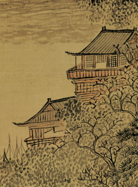 清恽寿平晴川揽胜图挂轴卷轴山水画名画真迹复制品中式玄关挂画