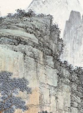袁松年出谷观泉图卷轴挂画国画山水名画复制品中式书房玄关装饰画