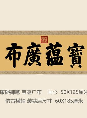 康熙御笔宝蕴广布匾额客厅挂字横版书法古代名画复制品名人字画