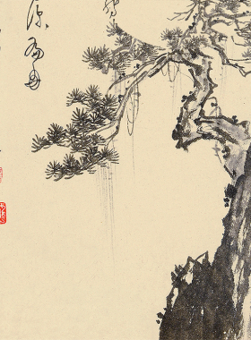溥儒云溪扁舟图卷轴挂画国画山水名画复制品字画中式玄关装饰画