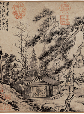 元张渥竹西草堂图长卷卷轴山水画古代名画复制品书画礼品国画手卷