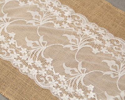 Linen table flag lace cloth Christmas黄麻布桌旗蕾丝桌布装饰 - 图2