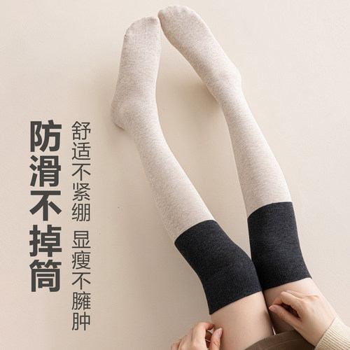 过膝袜子女高筒袜大腿防滑不掉冬季纯棉抗菌无骨jk春秋长筒小腿袜 - 图0