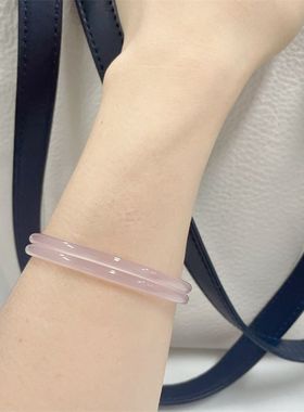 河南南阳石佛寺玉器批发市场粉色叮当镯玉髓一对天然实物拍摄保真