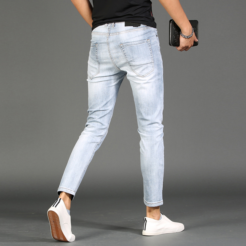 夏季九分修身小脚浅色潮流牛仔裤 范莉泰服饰牛仔裤