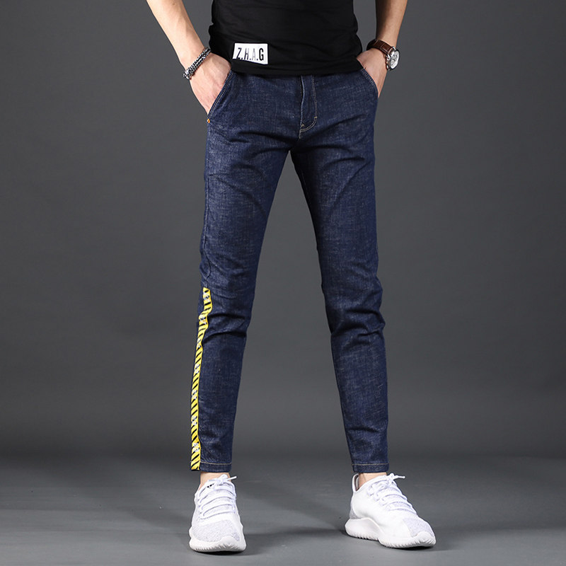 九分男潮牌9分小脚修身蓝色牛仔裤 范莉泰服饰牛仔裤