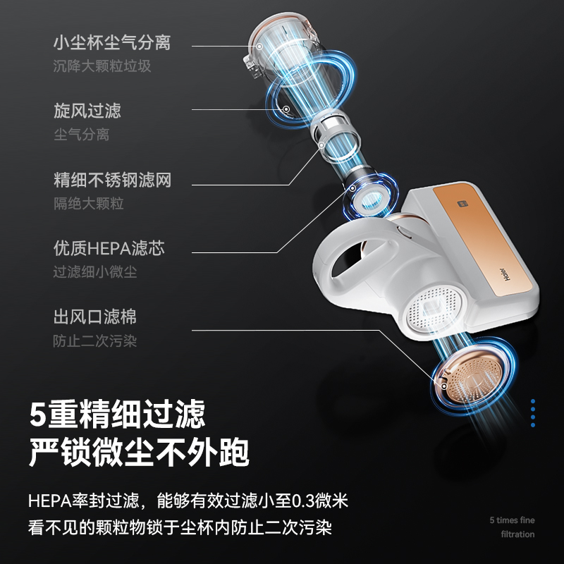 海尔除螨仪家用床上紫外线小型手持杀菌机去螨虫吸尘神器床铺除吸 - 图3