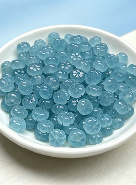 海蓝宝色8x4mm南瓜珠散珠冰蓝梅花diy手链项链玉石饰品配件批发