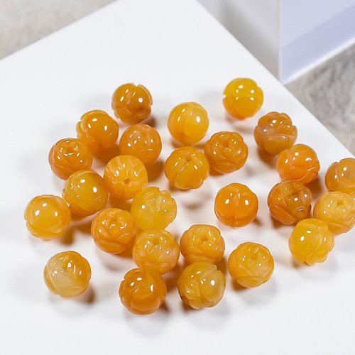 天然黄龙玉莲花南瓜圆珠散珠diy金丝玉配饰配件手工编制手链项链 - 图2