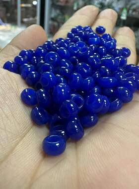 青金石大孔蓝色算盘珠散珠装饰6x3mm大孔面包圈diy玉石饰品隔片