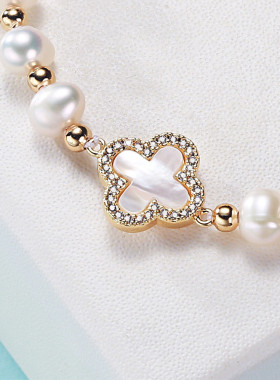 淡水珍珠饰品四叶草手链女款轻奢小众精致手串2025新款手串手饰品