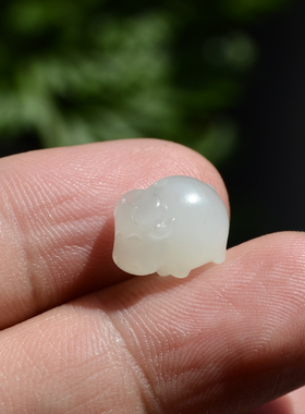 天然和田玉生肖牛手链  白玉上下通孔立体牛 手串配饰  生日礼物